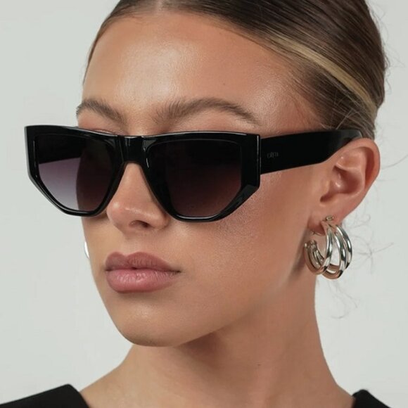 OTRA EYEWEAR Modern Elka Cat Eye Sunglasses COLOR: BLACK/SMOKE FADE**NEW! - Picture 1 of 8